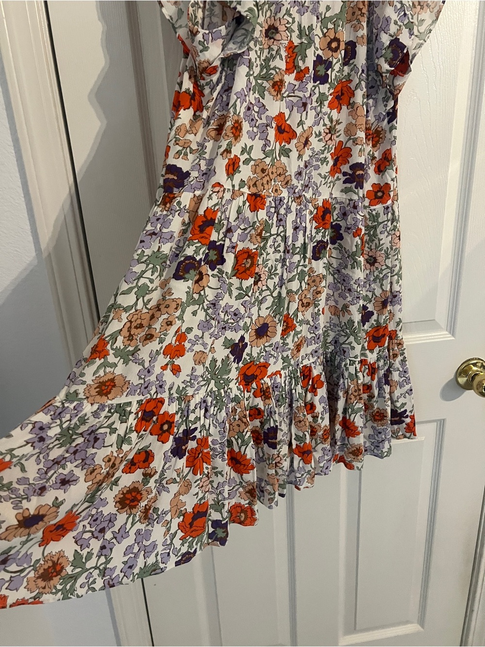 Veronica Beard Floral Boho Tiered Mini Dress Cottagecore Prairie Women’s 6 - Picture 9 of 10